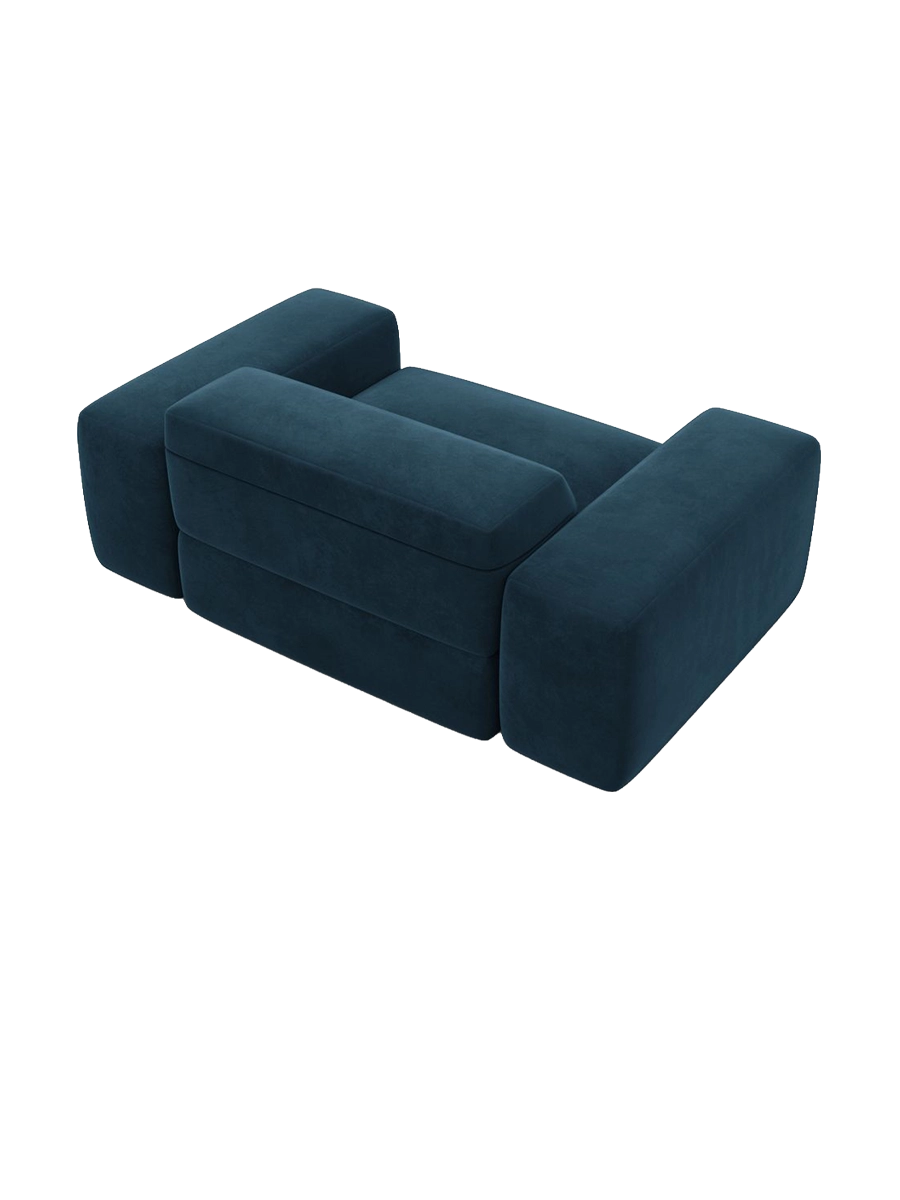 
Poltrona lounge di design „Alviera“ con funzione relax, rivestimento in velluto - Rivestimento in raso blu reale