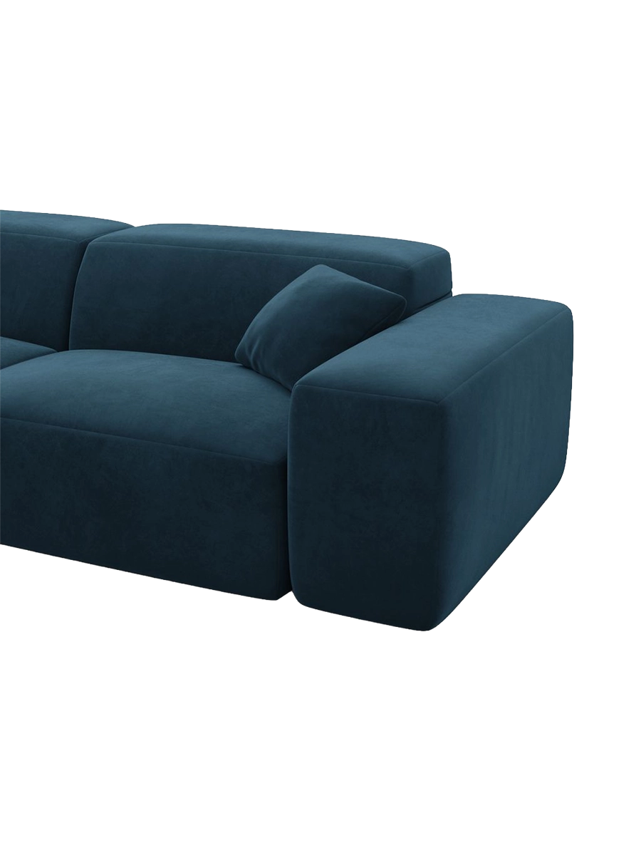 
Poltrona lounge di design „Alviera“ con funzione relax, rivestimento in velluto - Rivestimento in raso blu reale