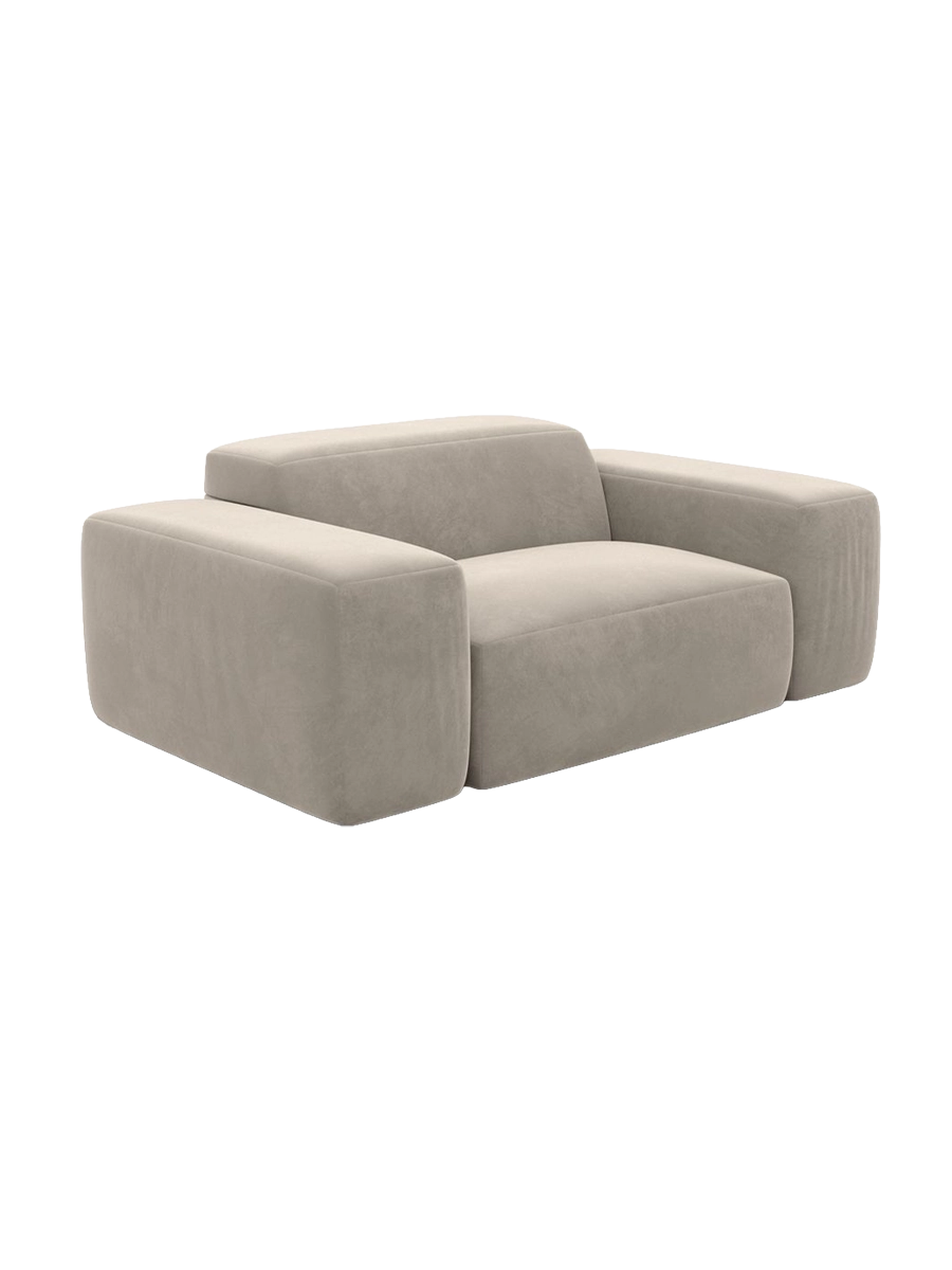 
Poltrona lounge di design „Alviera“ con funzione relax, rivestimento in velluto - Rivestimento in raso blu reale