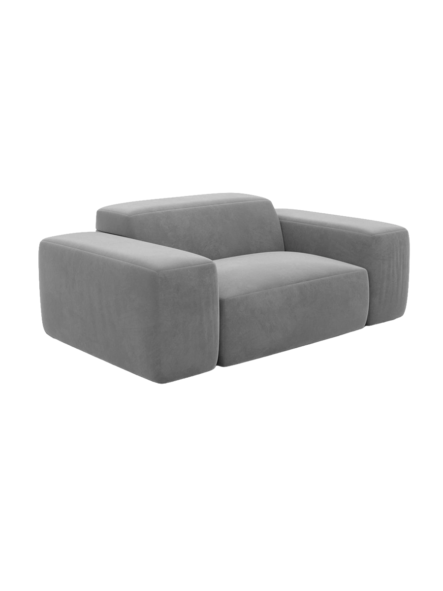 
Poltrona lounge di design „Alviera“ con funzione relax, rivestimento in velluto - Rivestimento in raso blu reale