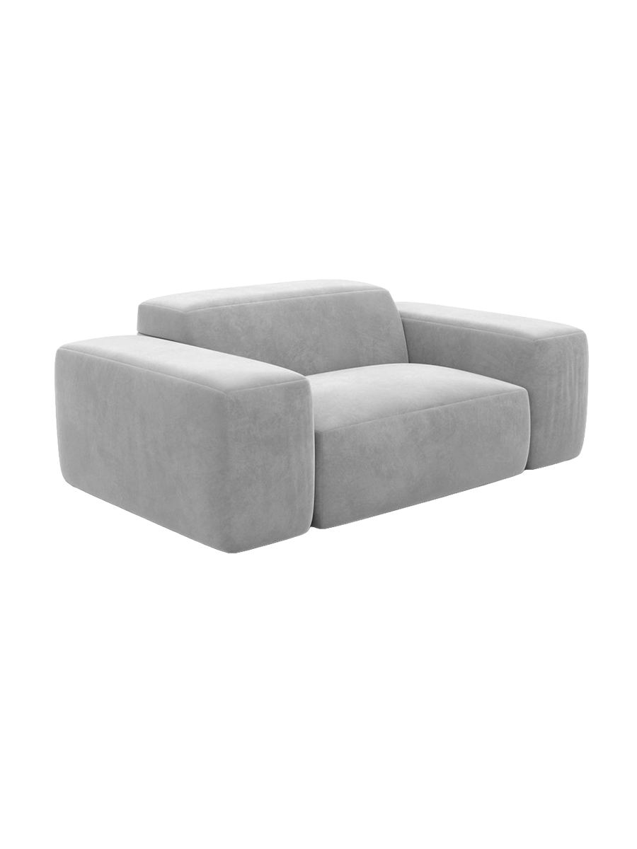 
Poltrona lounge di design „Alviera“ con funzione relax, rivestimento in velluto - Rivestimento in raso blu reale