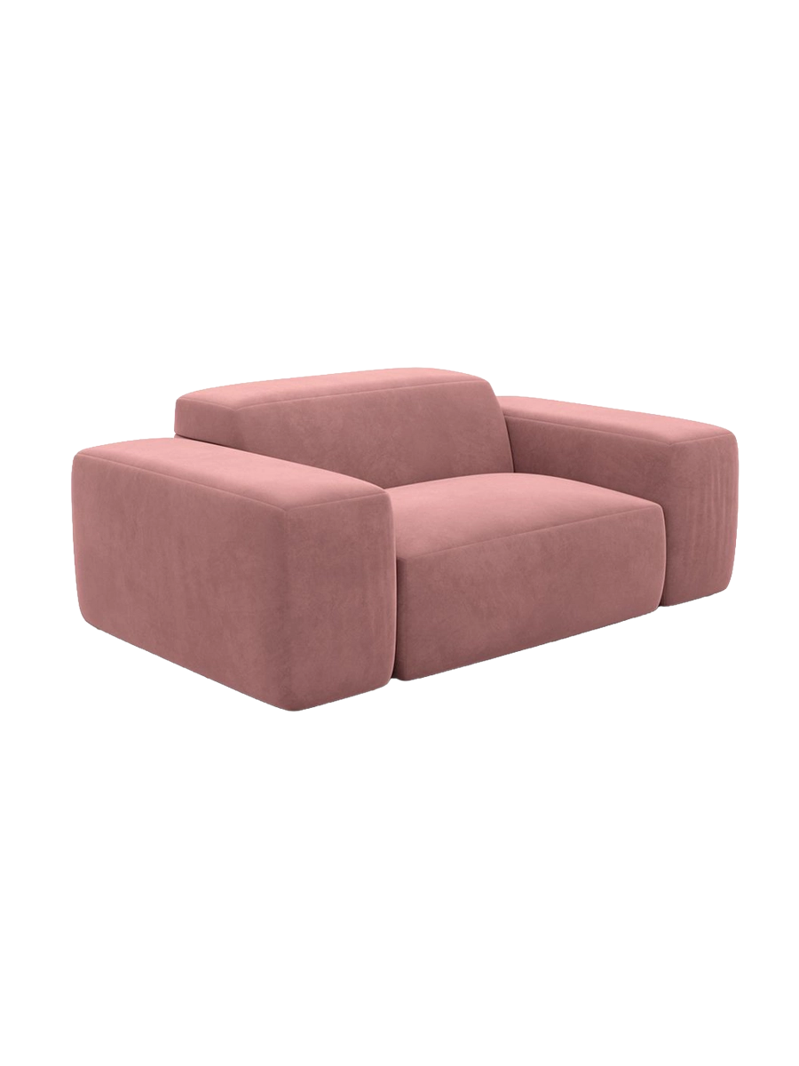 
Poltrona lounge di design „Alviera“ con funzione relax, rivestimento in velluto - Rivestimento in raso blu reale