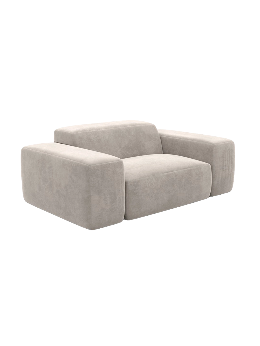 
Poltrona lounge di design „Alviera“ con funzione relax, rivestimento in velluto - Rivestimento in raso blu reale