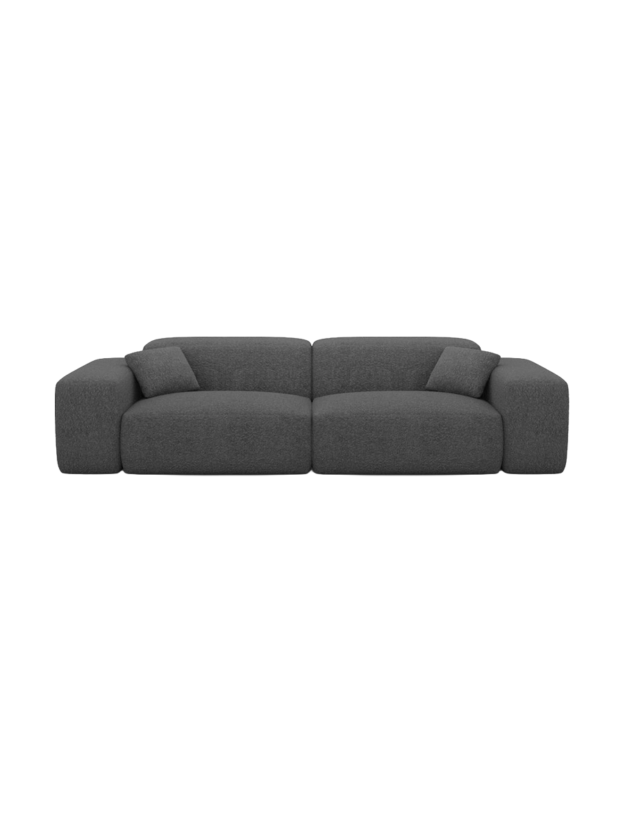 
Divano di design „Alviera“ a 2 posti con funzione relax e rivestimento bouclé - Bouclé Grafite