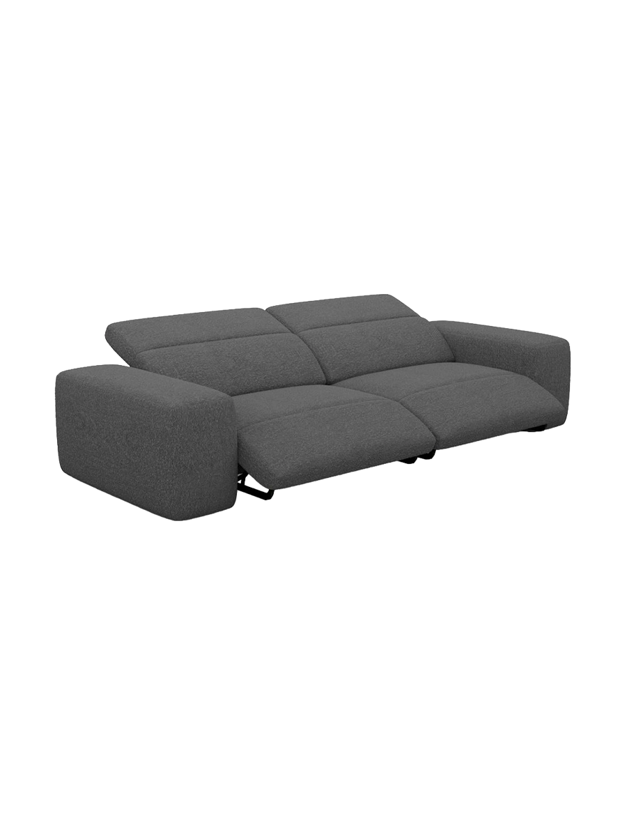 
Divano di design „Alviera“ a 2 posti con funzione relax e rivestimento bouclé - Bouclé Grafite