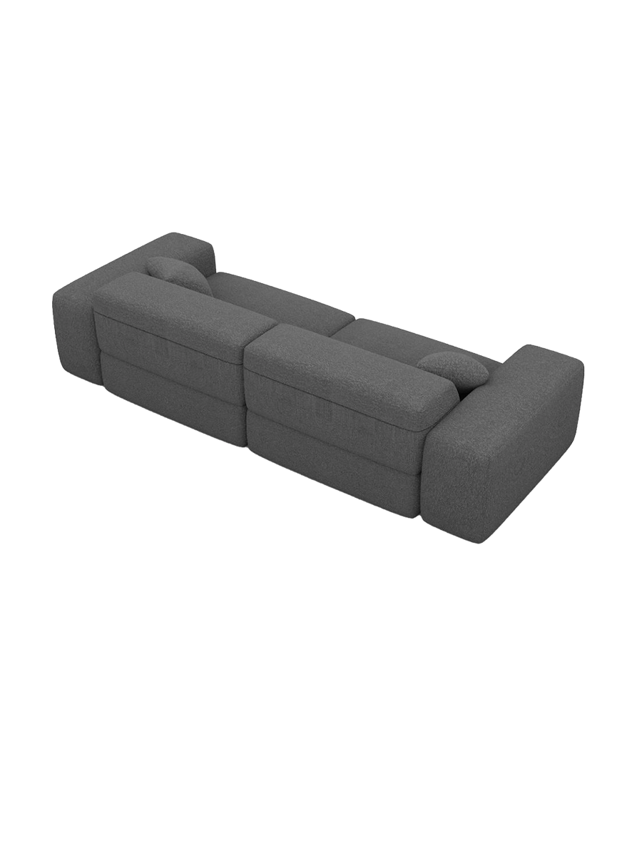 
Divano di design „Alviera“ a 2 posti con funzione relax e rivestimento bouclé - Bouclé Grafite