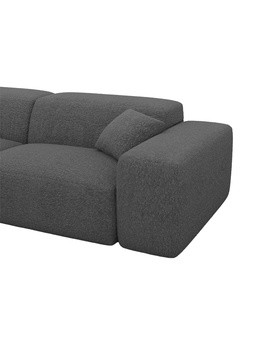 
Divano di design „Alviera“ a 2 posti con funzione relax e rivestimento bouclé - Bouclé Grafite