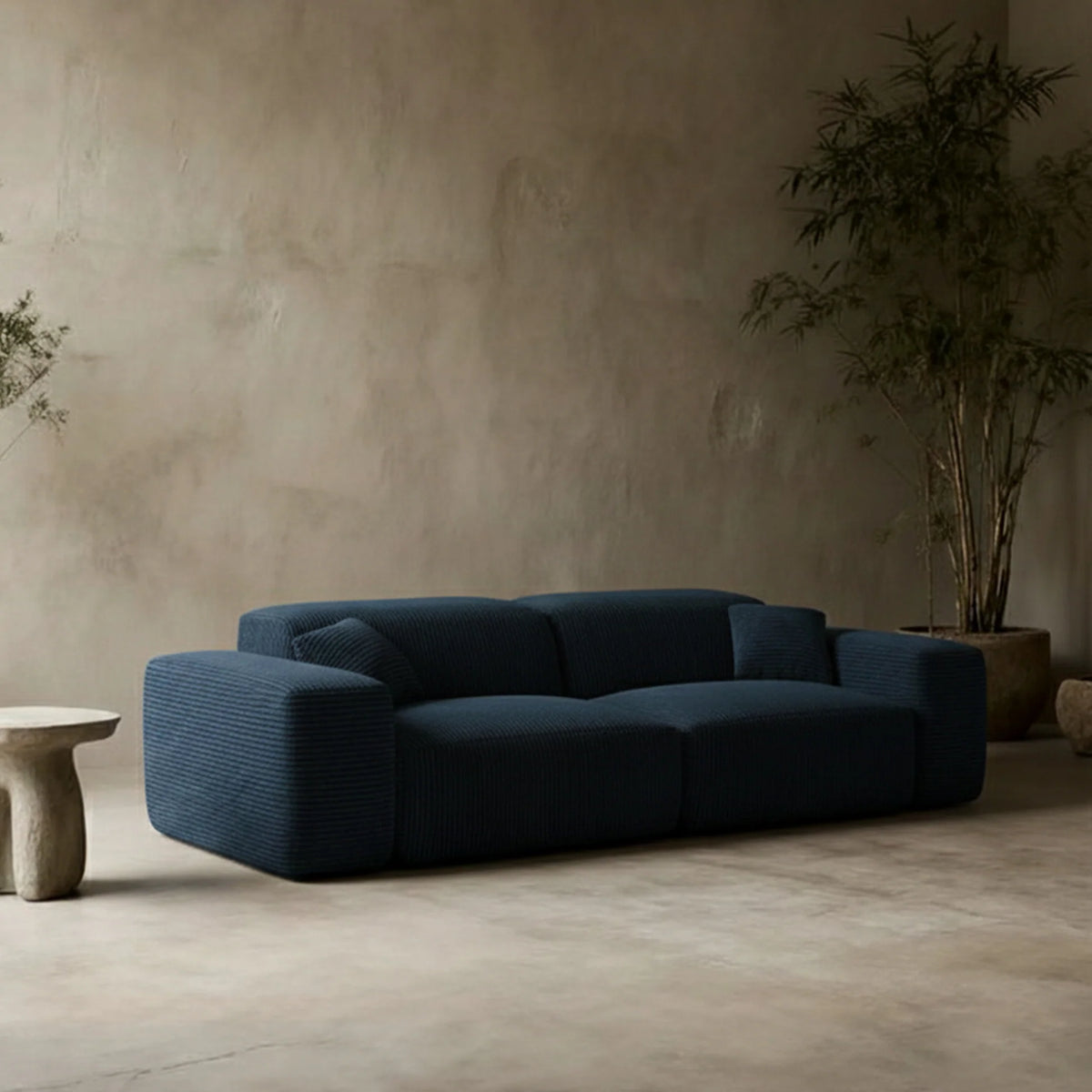 
Divano di design „Alviera“ a 2 posti con funzione relax, velluto a coste - Cordsamt Blu scuro