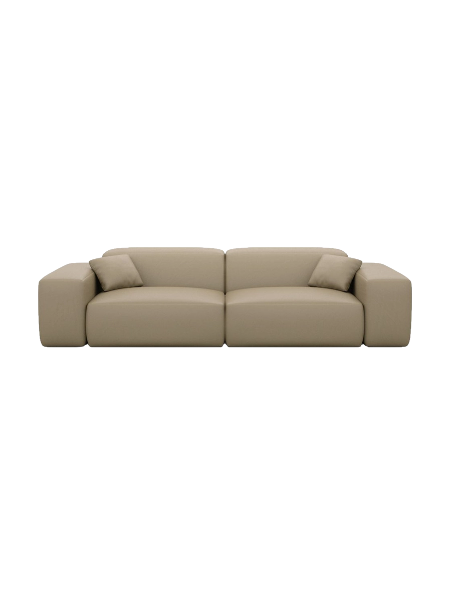 
Divano di design „Alviera“ a 2 posti in vera pelle con funzione relax - Vera pelle Beige