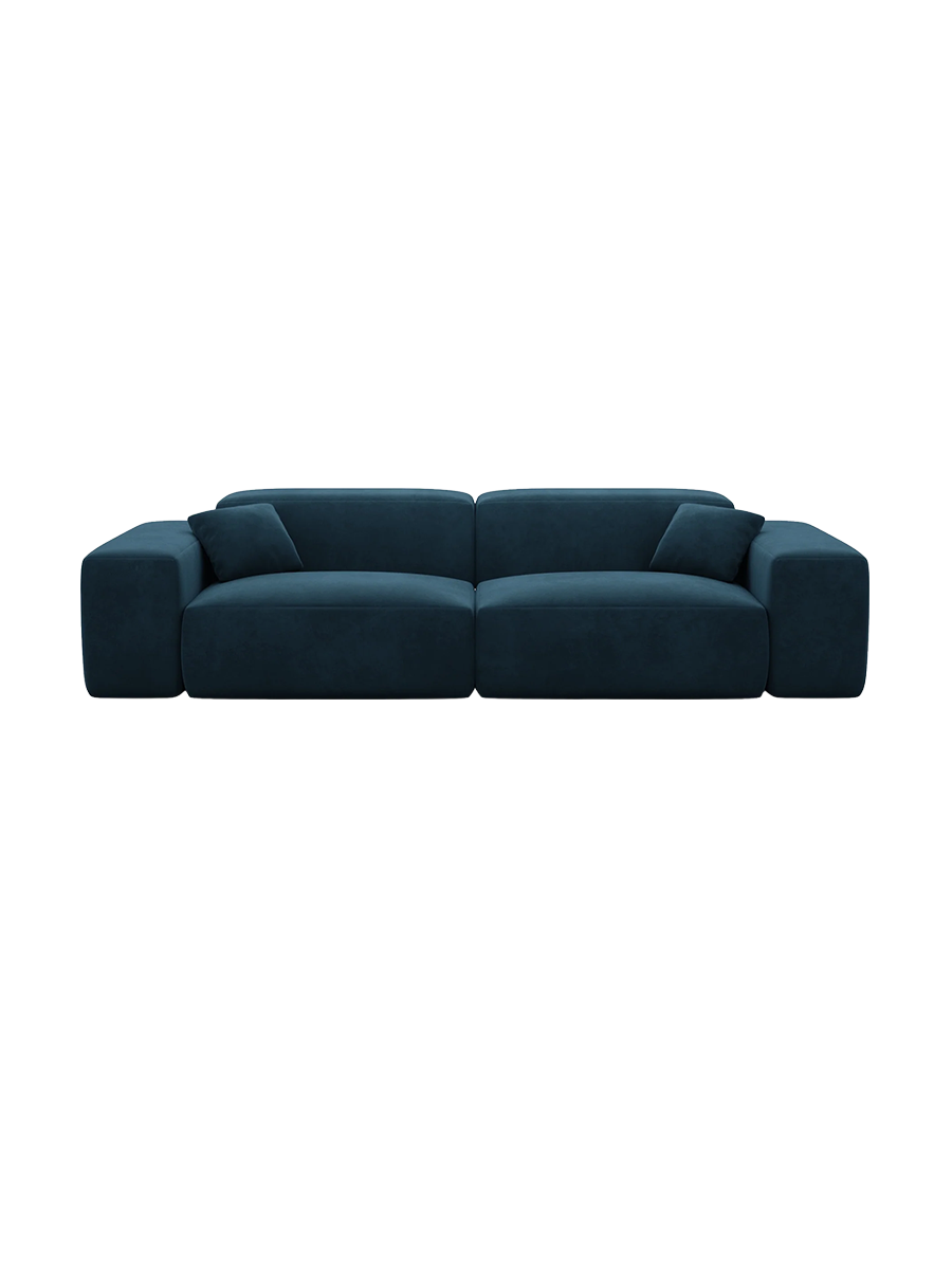 
Divano di design a 2 posti «Alviera» con funzione relax, rivestimento in velluto - Rivestimento in raso blu reale
