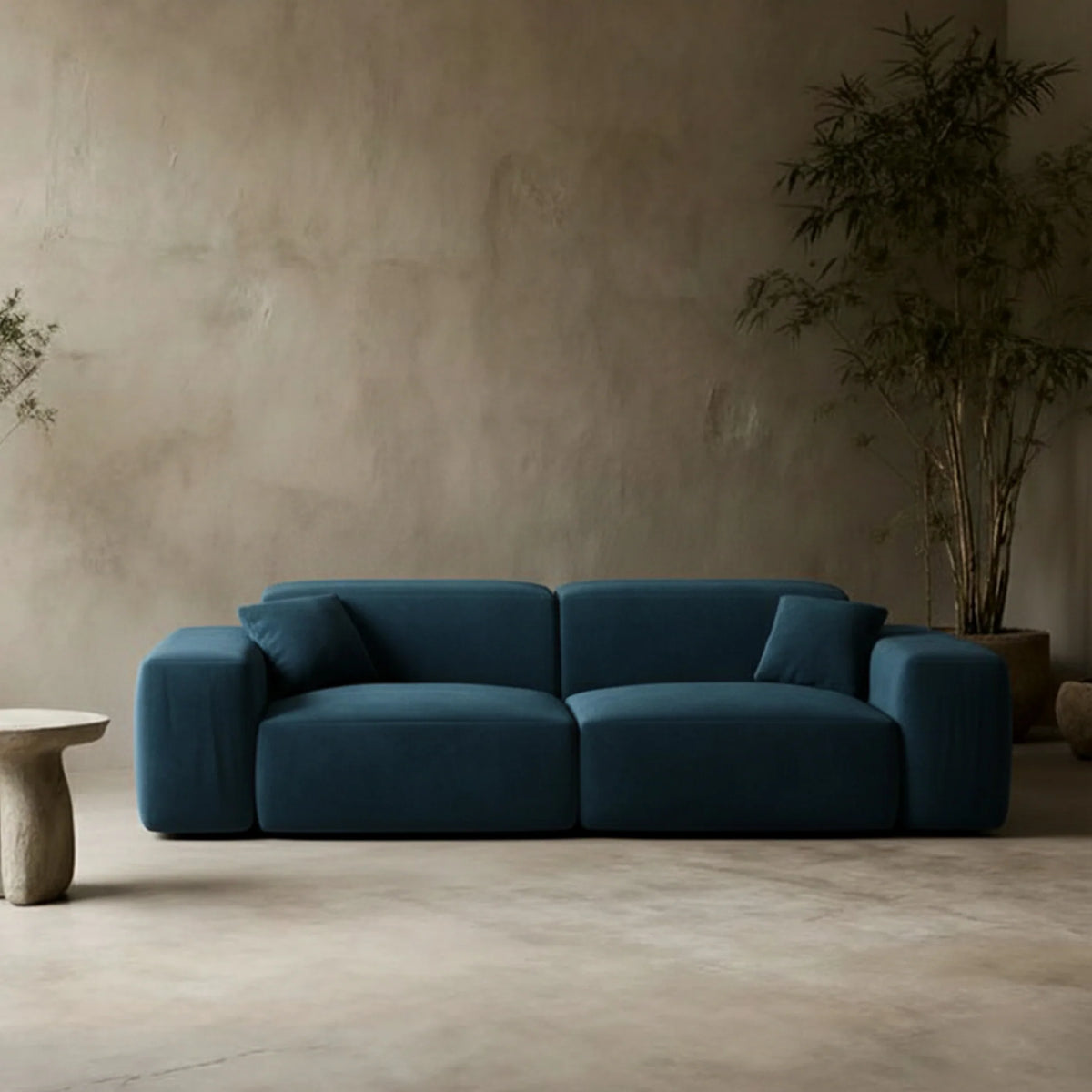 
Divano di design a 2 posti «Alviera» con funzione relax, rivestimento in velluto - Rivestimento in raso blu reale
