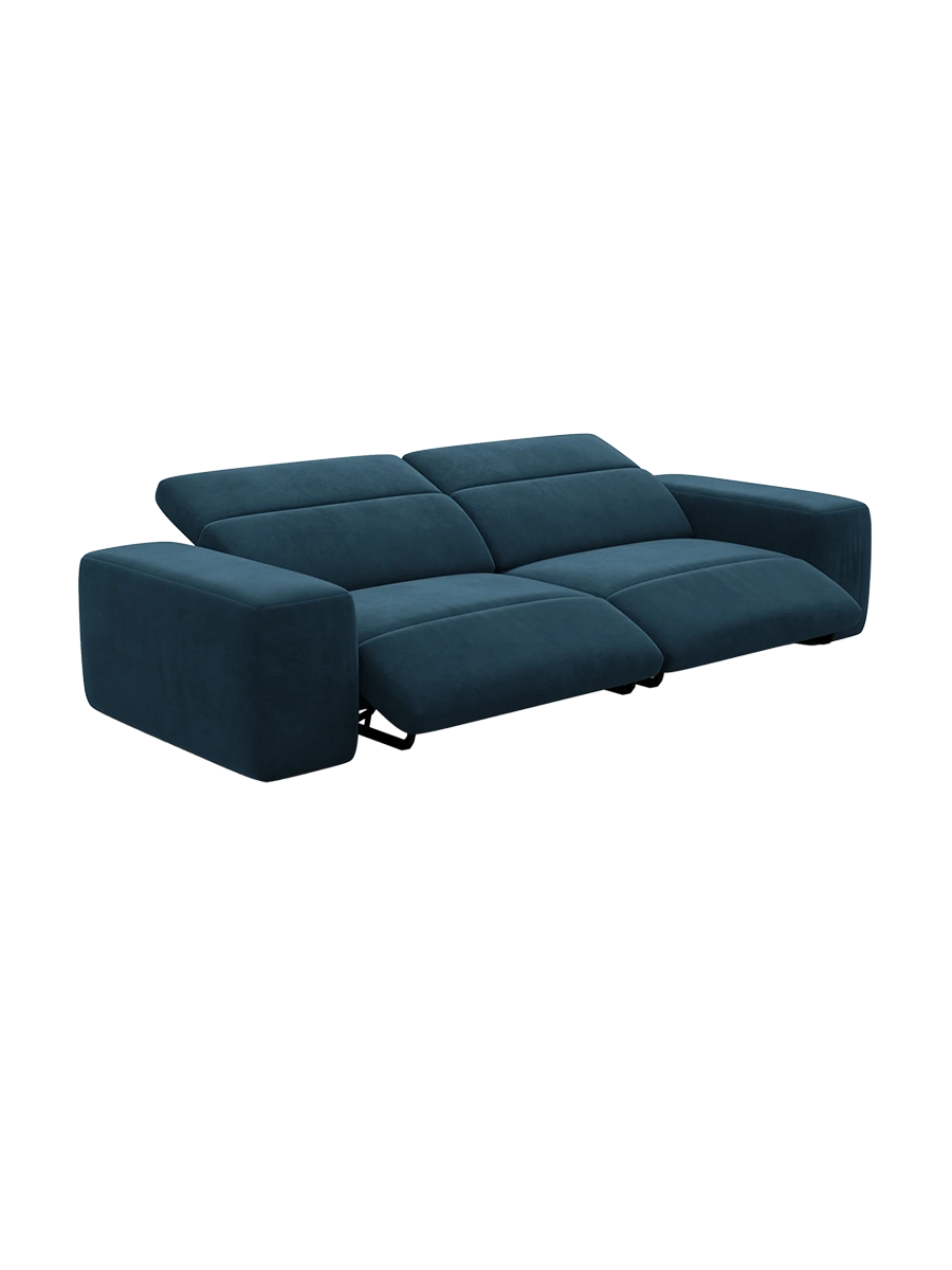 
Divano di design a 2 posti «Alviera» con funzione relax, rivestimento in velluto - Rivestimento in raso blu reale