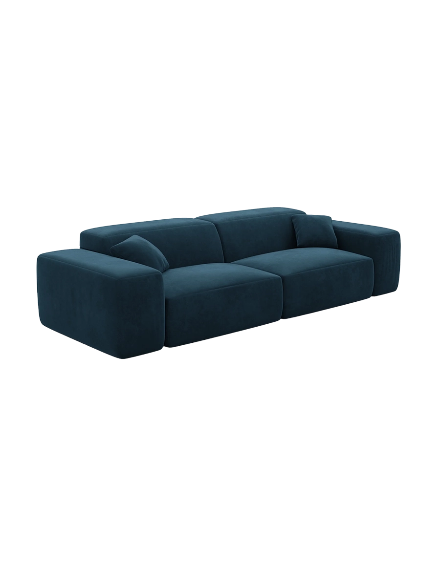 
Divano di design a 2 posti «Alviera» con funzione relax, rivestimento in velluto - Rivestimento in raso blu reale
