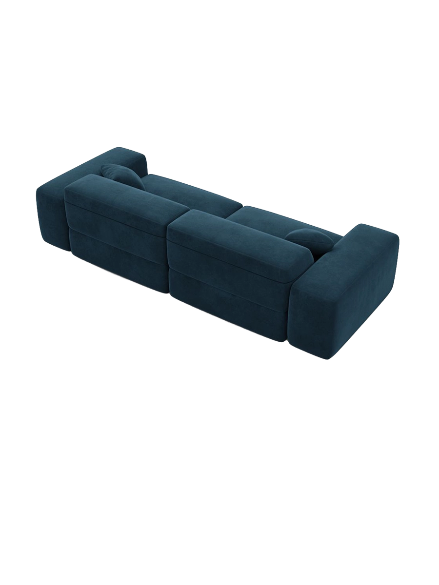 
Divano di design a 2 posti «Alviera» con funzione relax, rivestimento in velluto - Rivestimento in raso blu reale