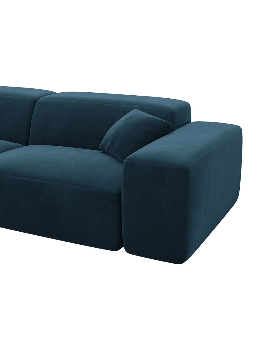 
Divano di design a 2 posti «Alviera» con funzione relax, rivestimento in velluto - Rivestimento in raso blu reale