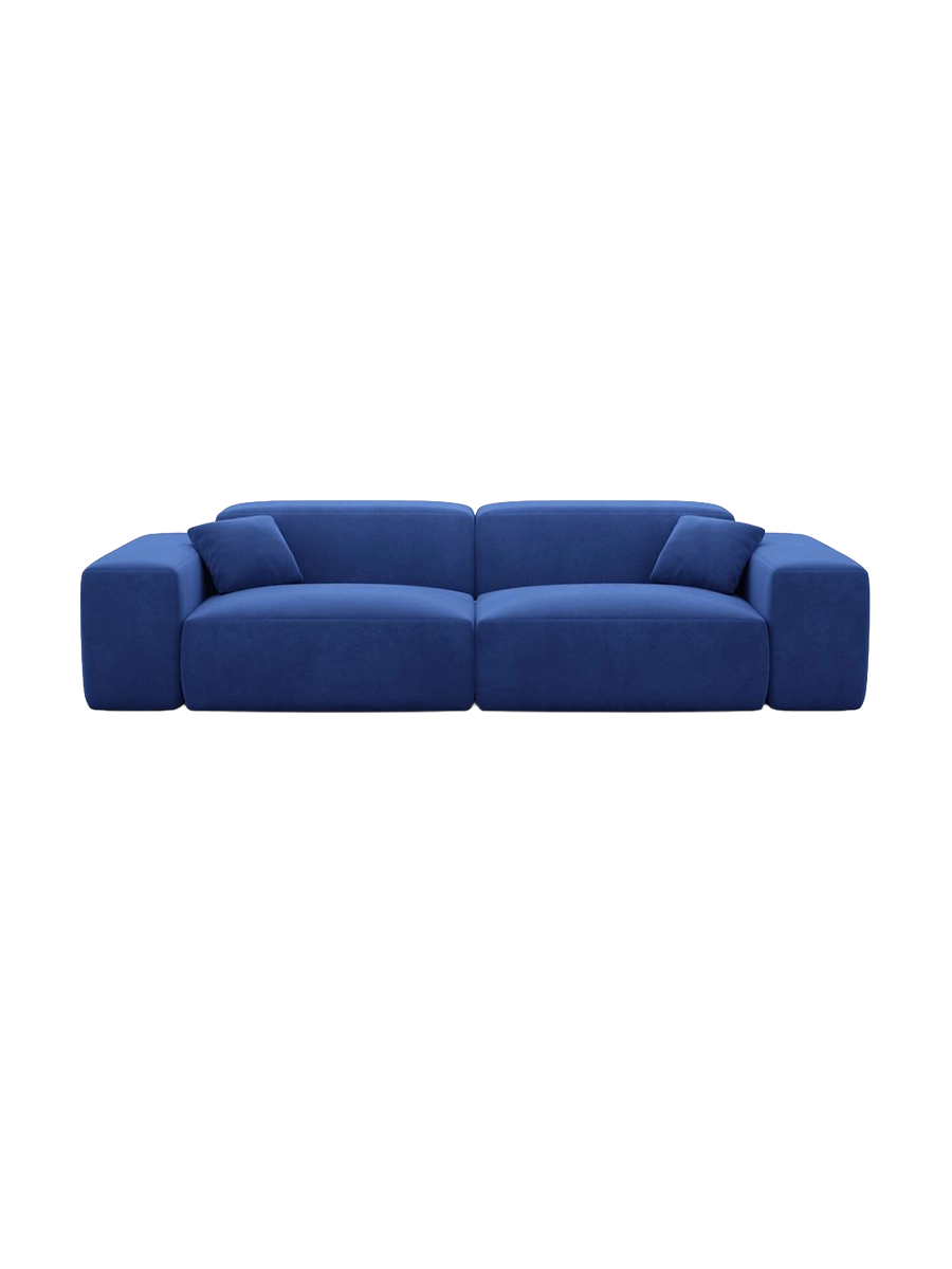 
Divano di design a 2 posti «Alviera» con funzione relax, rivestimento in velluto - Rivestimento in raso blu reale