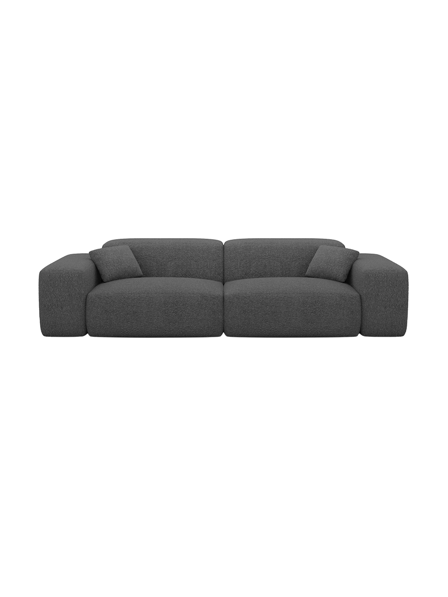 
Divano di design „Alviera“ a 3 posti con funzione relax e rivestimento bouclé - Bouclé Grafite