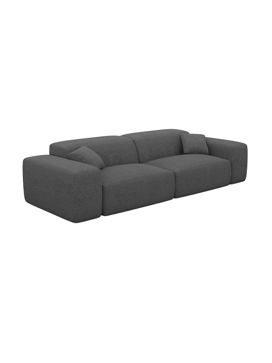 
Divano di design „Alviera“ a 3 posti con funzione relax e rivestimento bouclé - Bouclé Grafite