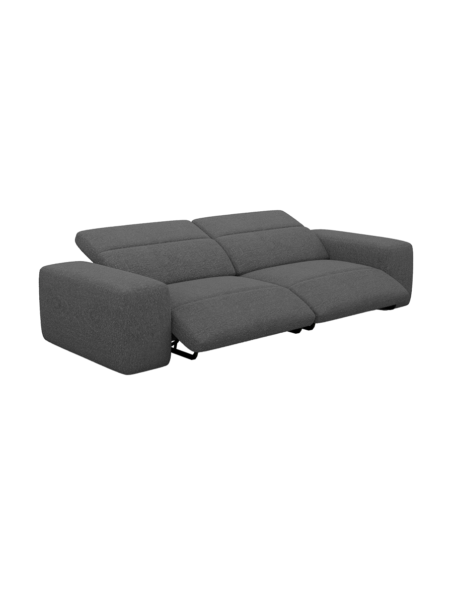 
Divano di design „Alviera“ a 3 posti con funzione relax e rivestimento bouclé - Bouclé Grafite