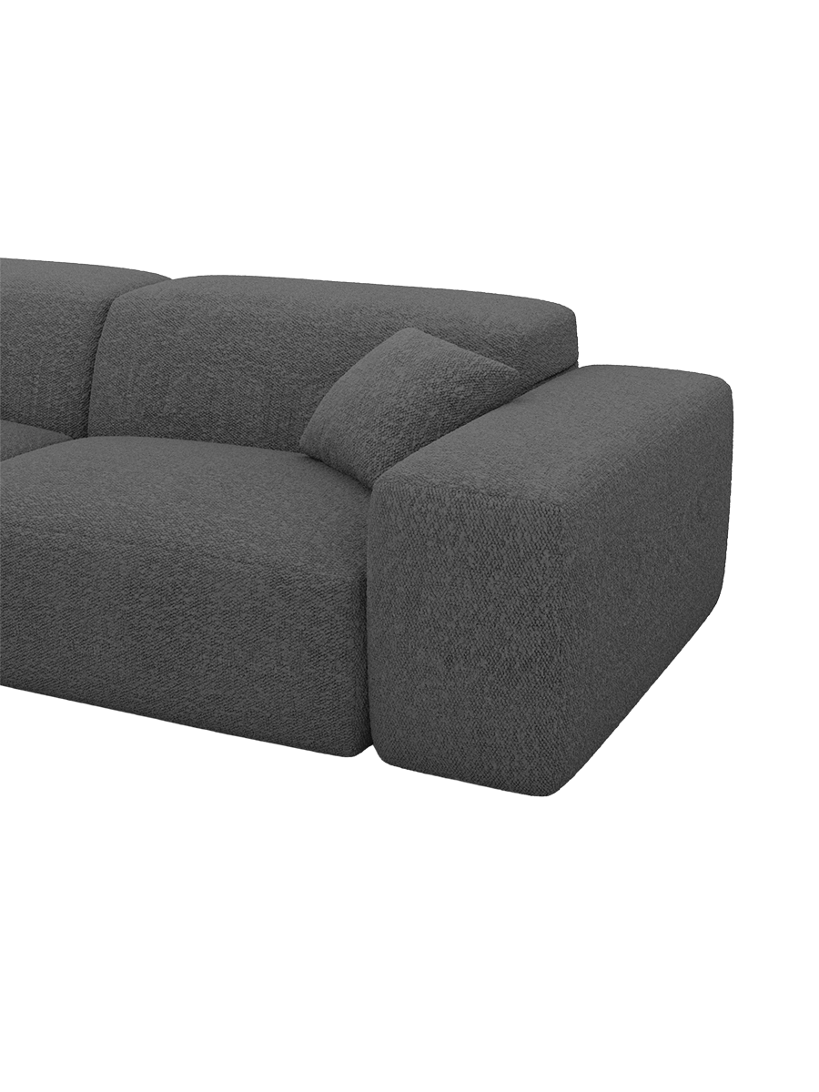 
Divano di design „Alviera“ a 3 posti con funzione relax e rivestimento bouclé - Bouclé Grafite