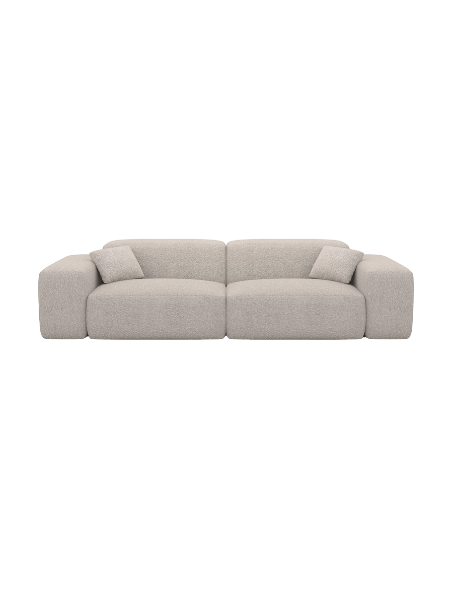 
Divano di design „Alviera“ a 3 posti con funzione relax e rivestimento bouclé - Bouclé Grafite