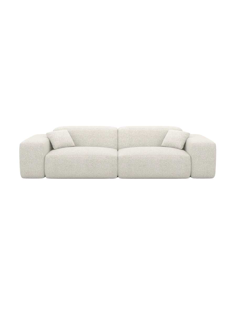 
Divano di design „Alviera“ a 3 posti con funzione relax e rivestimento bouclé - Bouclé Grafite