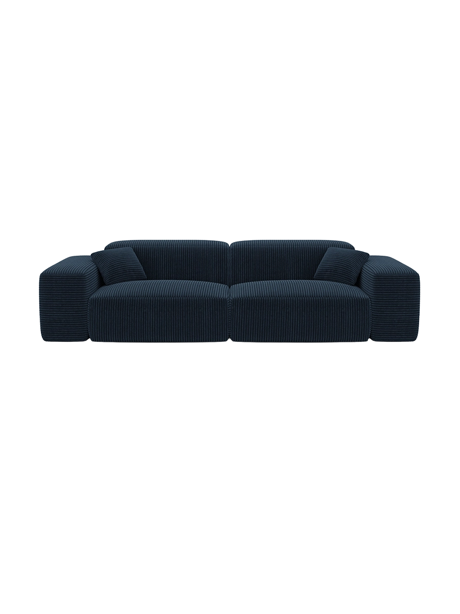 
Divano di design „Alviera“ a 3 posti con funzione relax, velluto a coste - Cordsamt Blu scuro