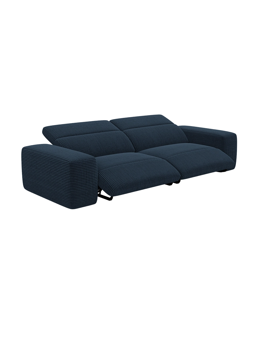 
Divano di design „Alviera“ a 3 posti con funzione relax, velluto a coste - Cordsamt Blu scuro