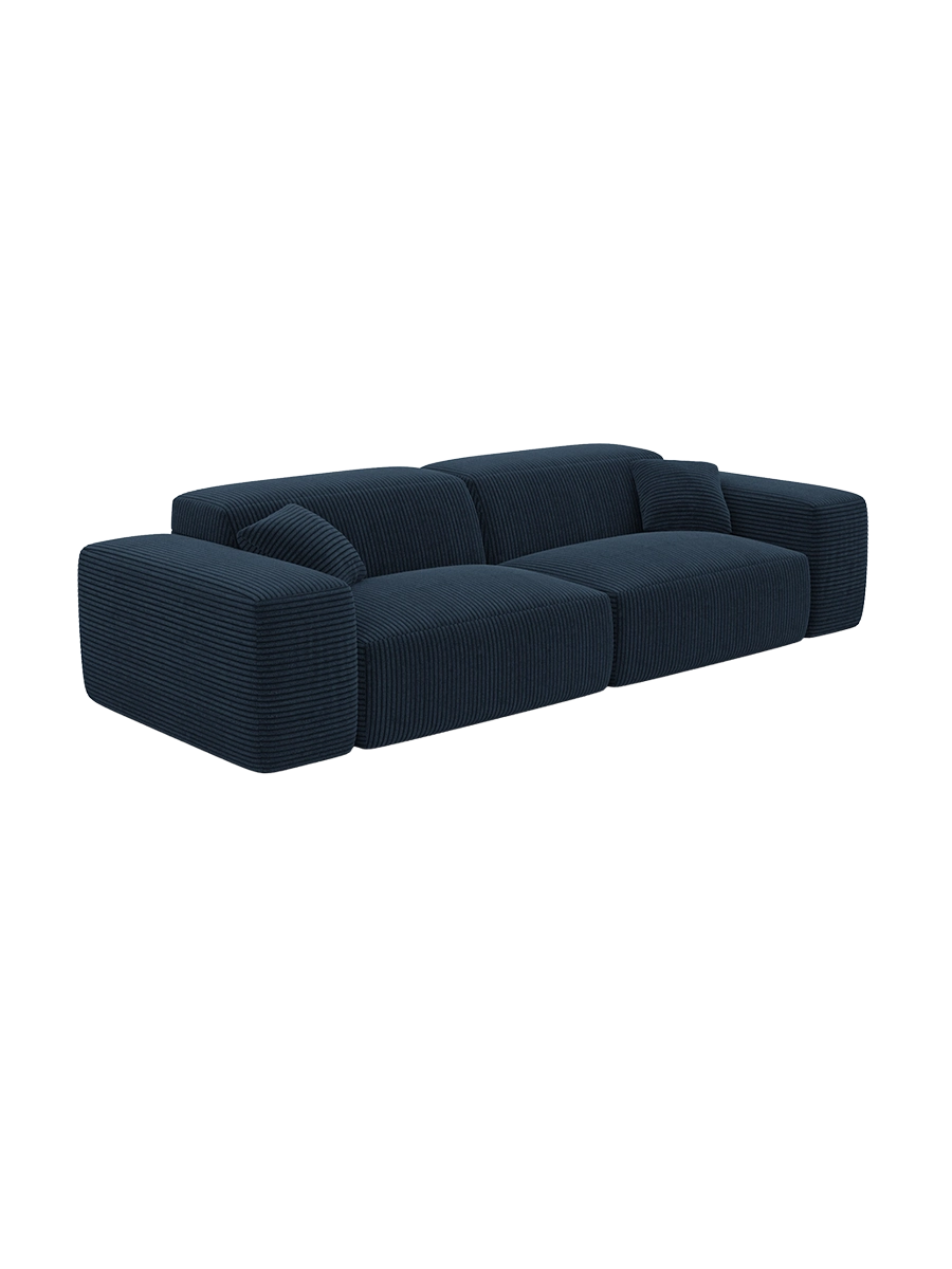 
Divano di design „Alviera“ a 3 posti con funzione relax, velluto a coste - Cordsamt Blu scuro