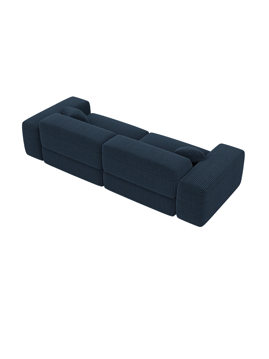 
Divano di design „Alviera“ a 3 posti con funzione relax, velluto a coste - Cordsamt Blu scuro