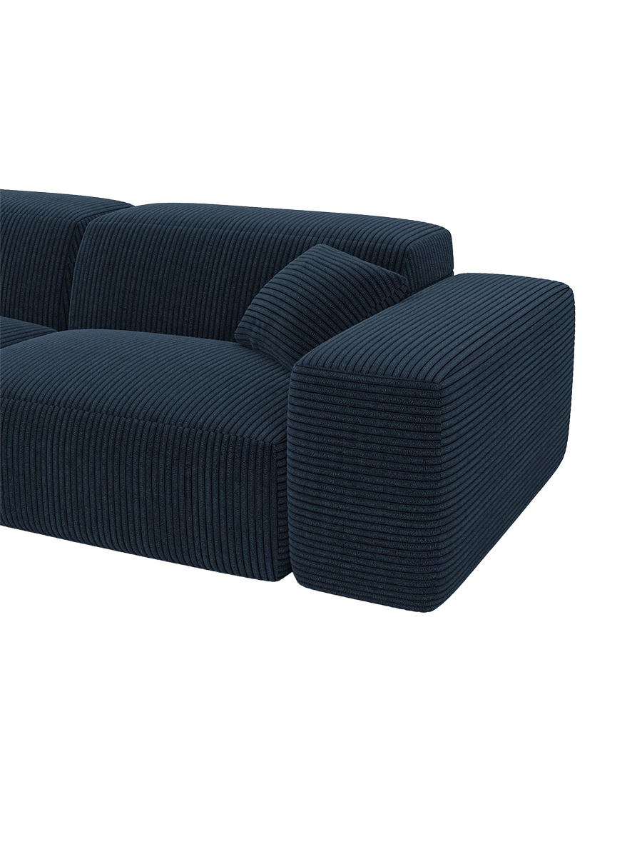 
Divano di design „Alviera“ a 3 posti con funzione relax, velluto a coste - Cordsamt Blu scuro