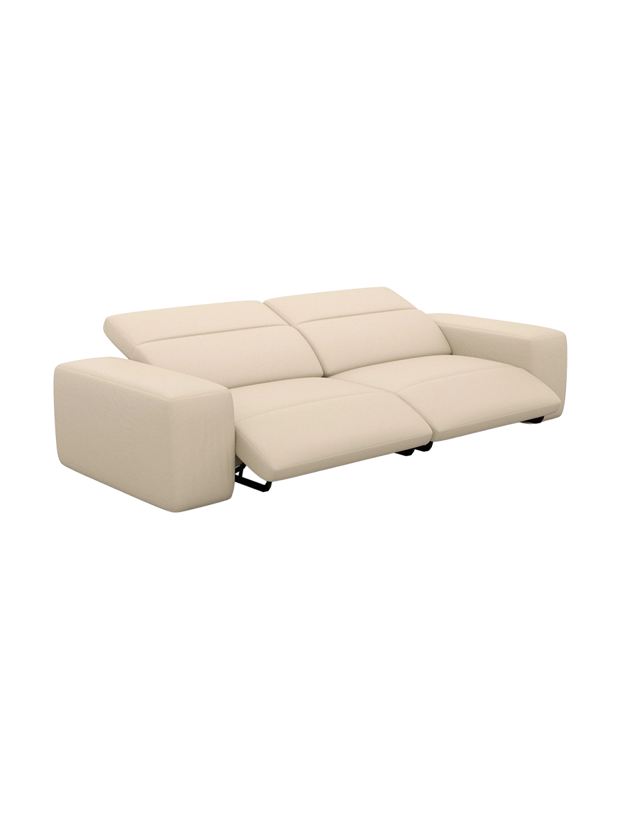 
Divano di design „Alviera“ a 3 posti in vera pelle con funzione relax - Vera pelle Beige