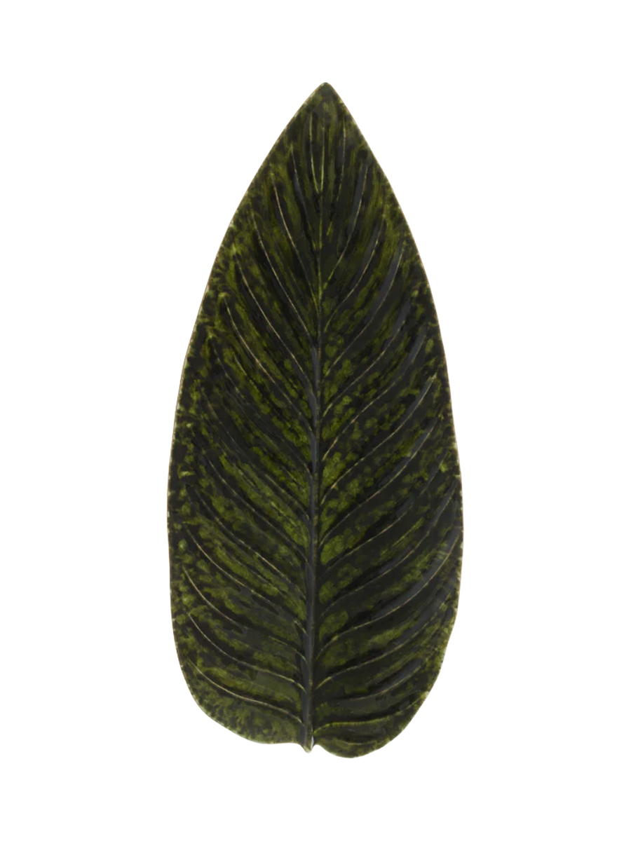 
Handmade Serving Platter "Riviera Strelizia Leaf" - Drills