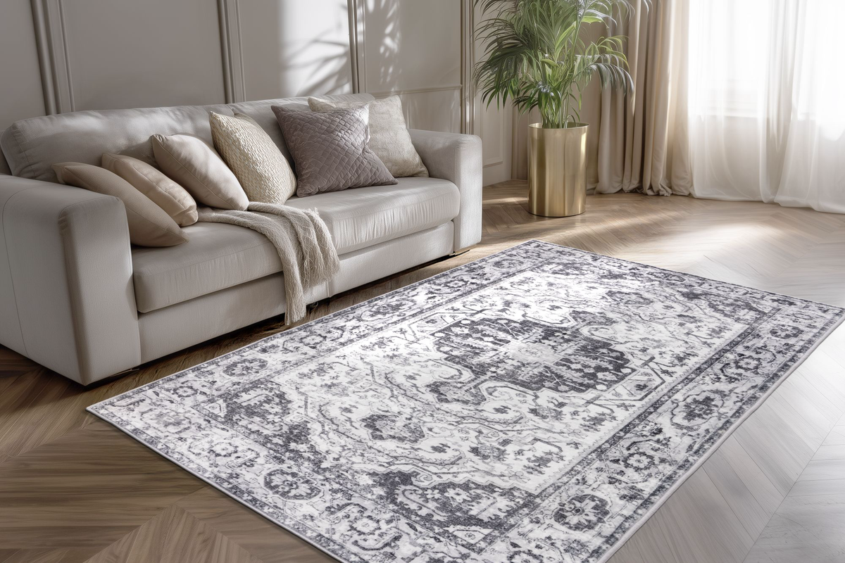 
Washable Designer Rug "Vegas 201" - Silver - 80 x 150 cm