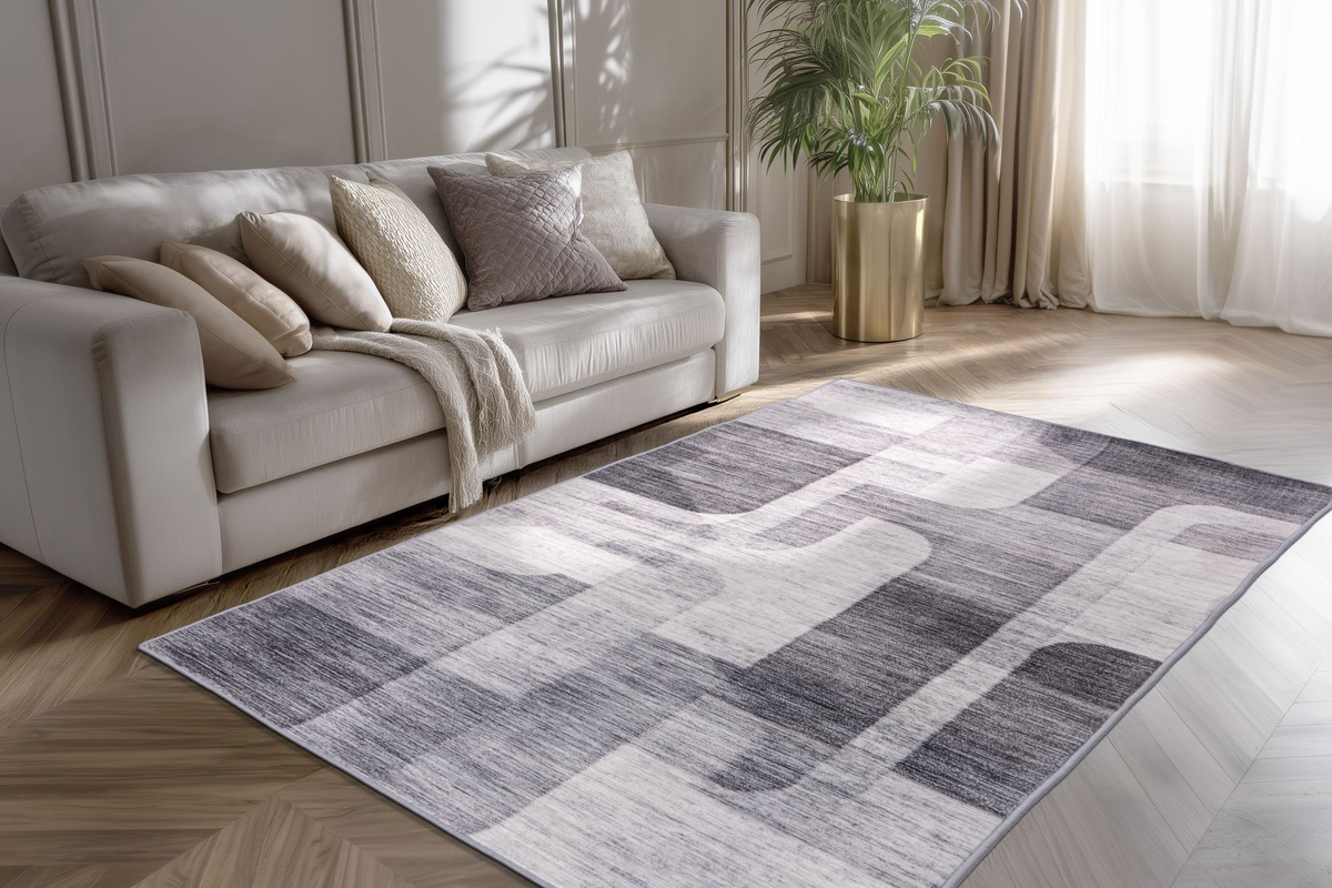 
Washable Designer Rug "Vegas 202" - Silver - 200 x 290 cm