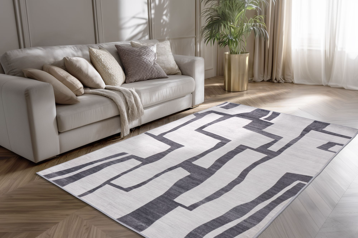 
Washable Designer Rug "Vegas 203" - Silver - 80 x 150 cm