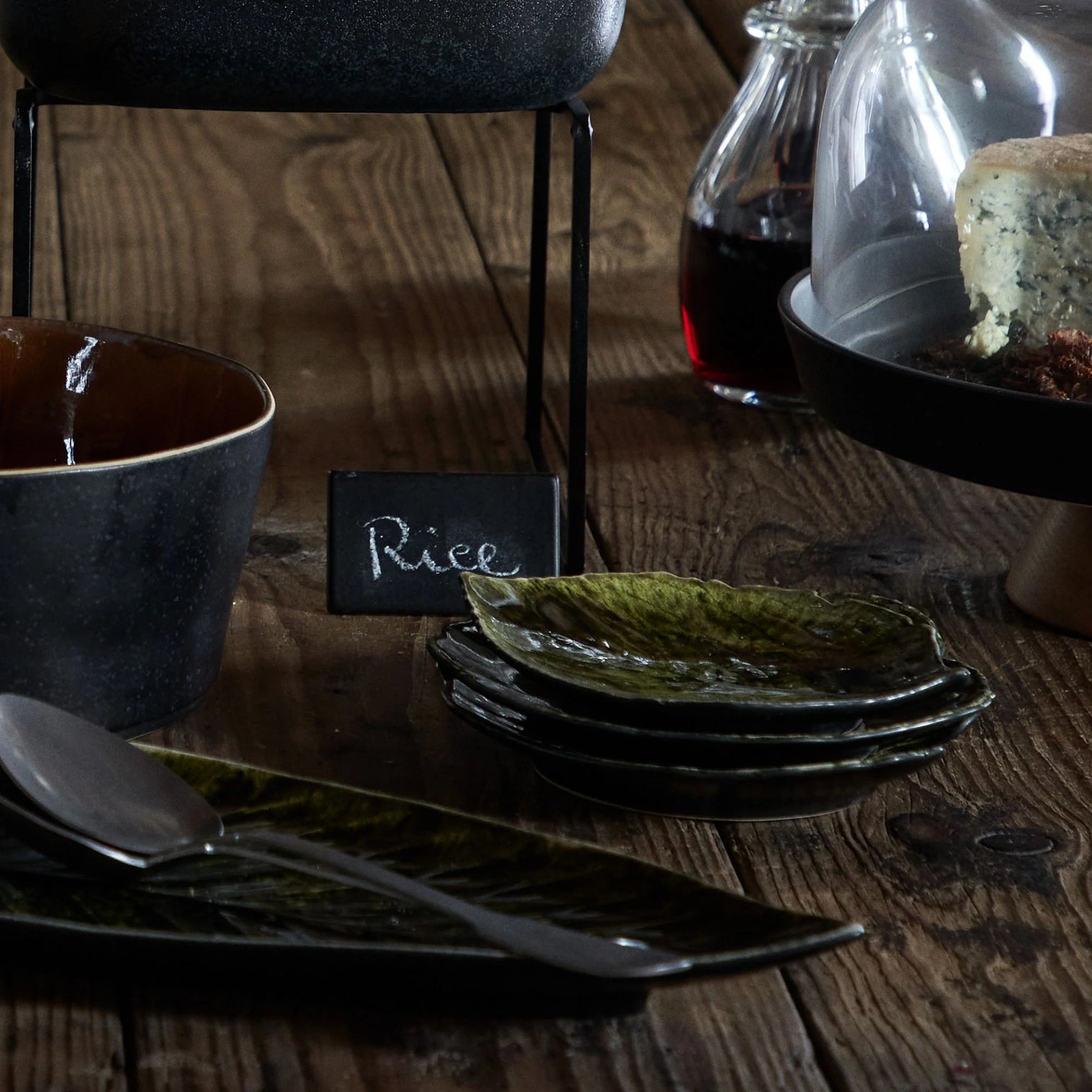 
Handmade Bread Plate "Riviera Hydrangea Leaf" - Drills