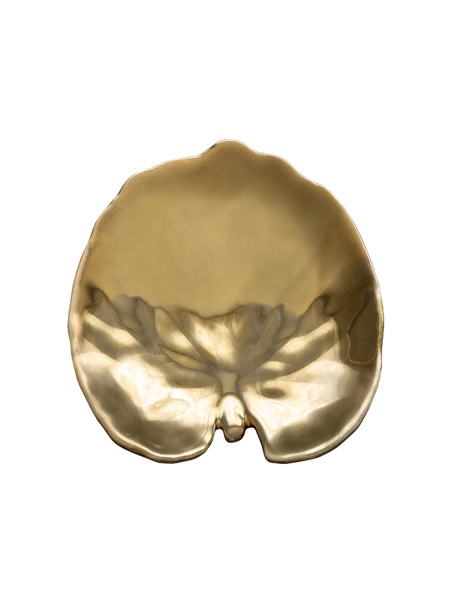 
Handmade Bread & Aperitif Plate "Riviera Alchemille Leaf" - Gold