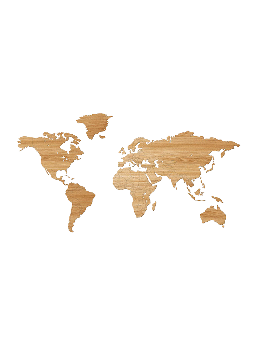 
Design Wall Object "Wooden World Map" - 150 x 75 cm / Oak wood