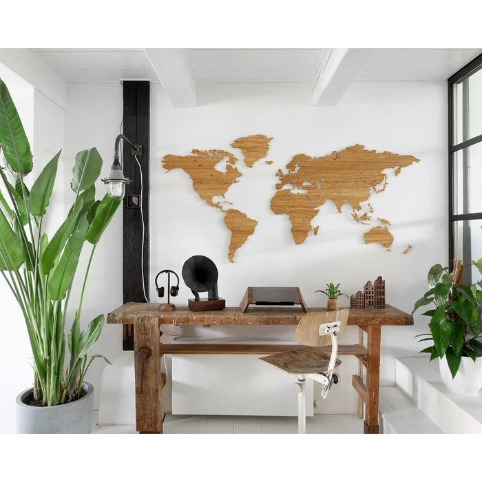 
Design Wall Object "Wooden World Map" - 150 x 75 cm / Oak wood