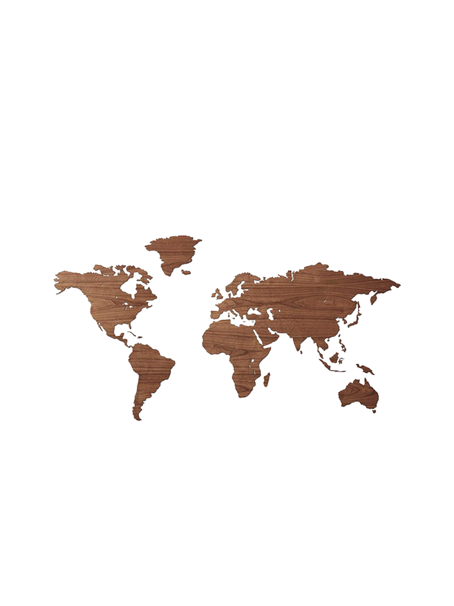 
Design Wall Object "Wooden World Map" - 150 x 75 cm / Nut tree