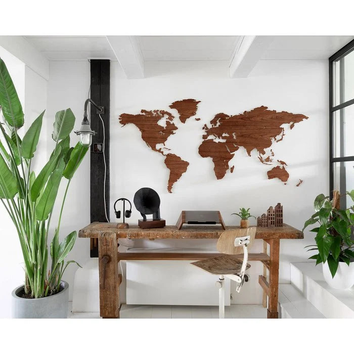 
Design Wall Object "Wooden World Map" - 150 x 75 cm / Nut tree