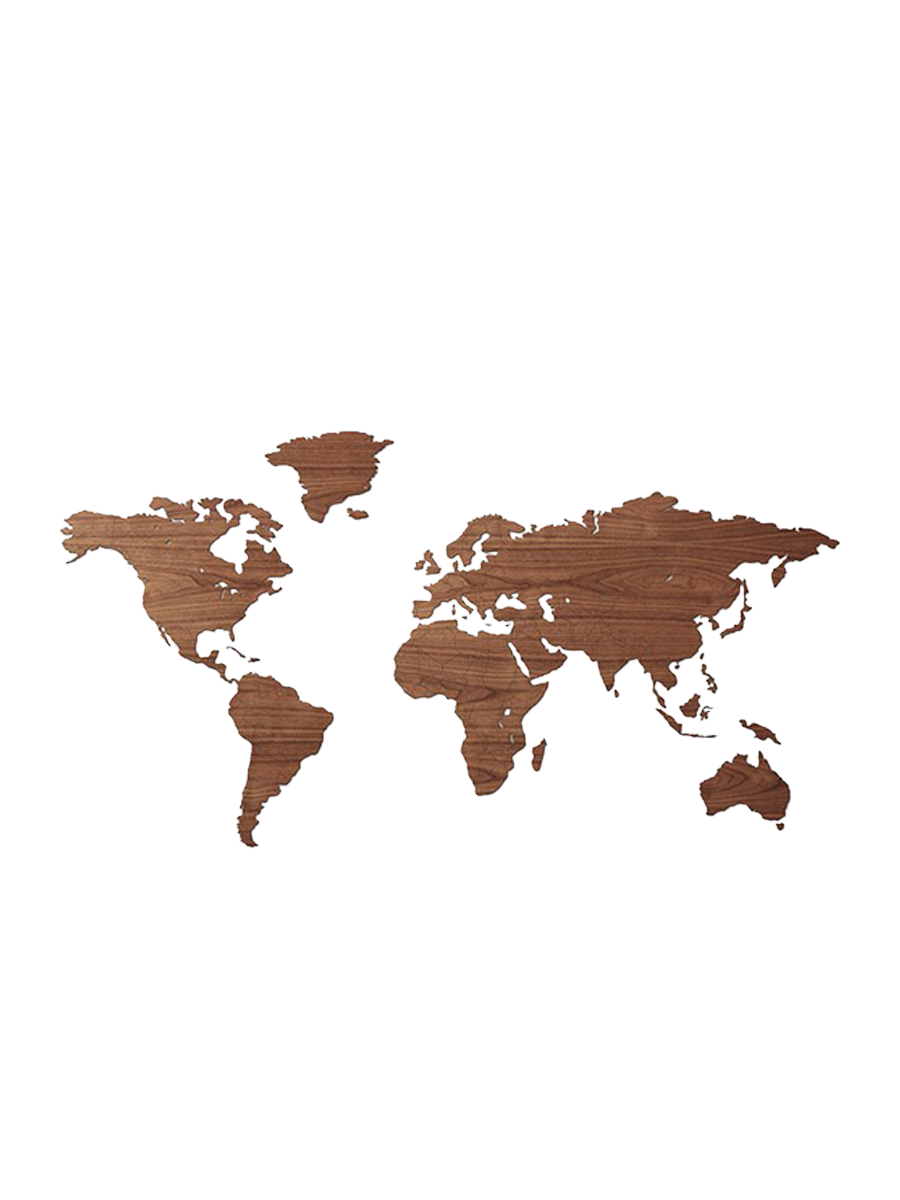 
Design Wall Object "Wooden World Map" - 216 x 108 cm / Nut tree