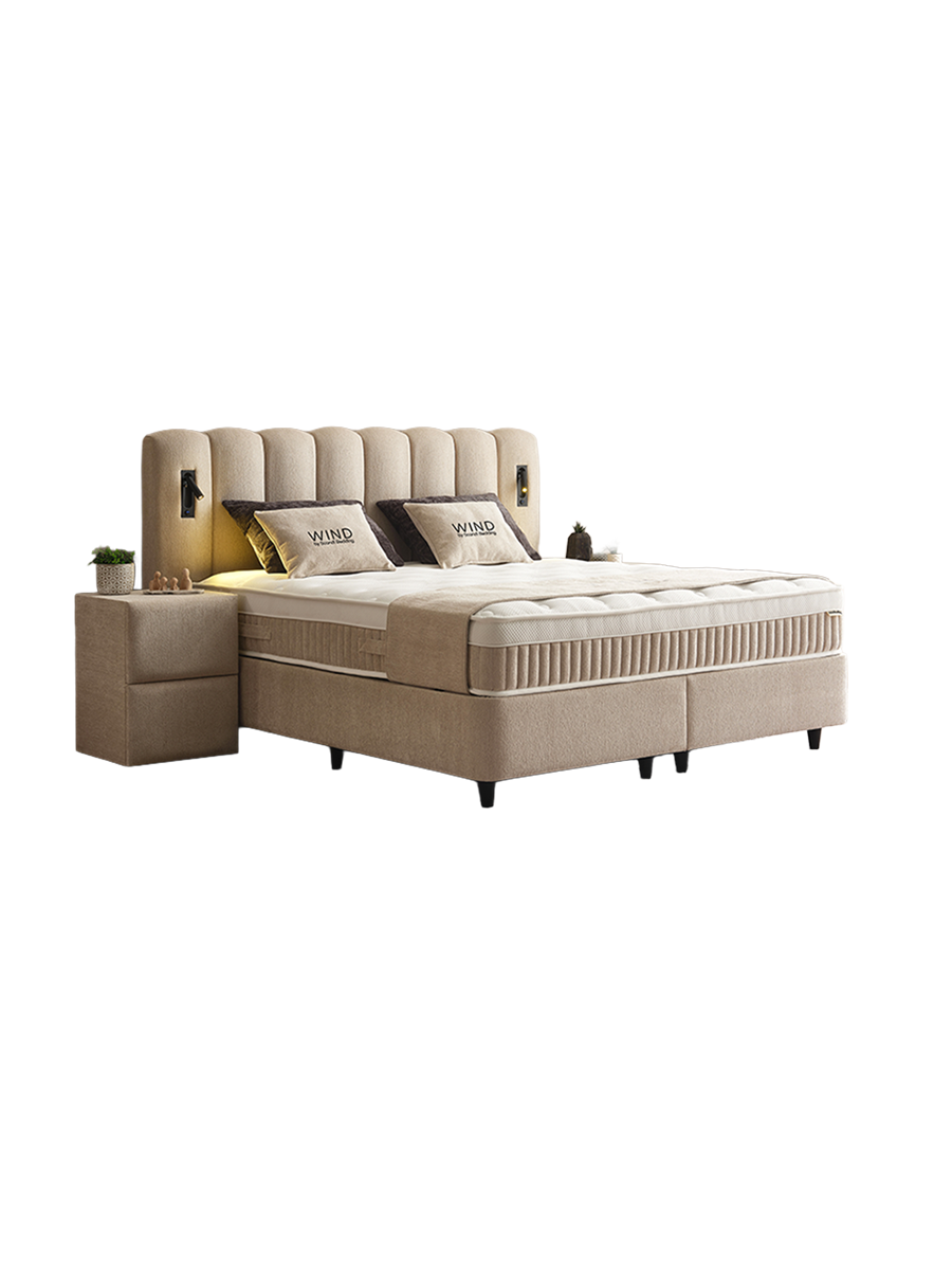 
Premium Box Spring Bed "Wind" incl. Mattress & Topper - Without accessories / Mattress size: 140 x 200 cm