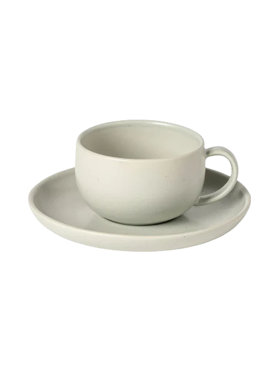 
Handcrafted "Pacifica" Tea & Coffee Mug with Saucer - Oyster Gray