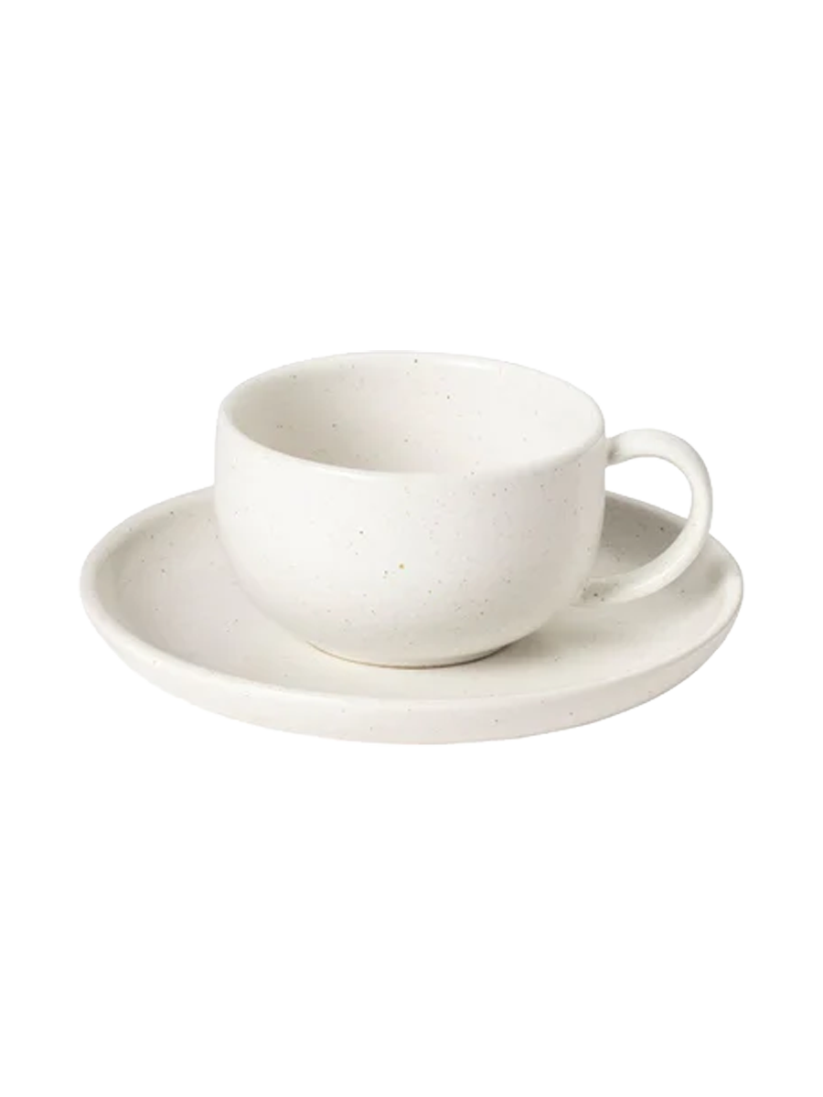 
Handcrafted "Pacifica" Tea & Coffee Mug with Saucer - Salt