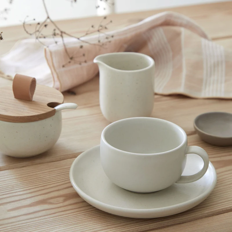 
Handcrafted "Pacifica" Tea & Coffee Mug with Saucer - Salt