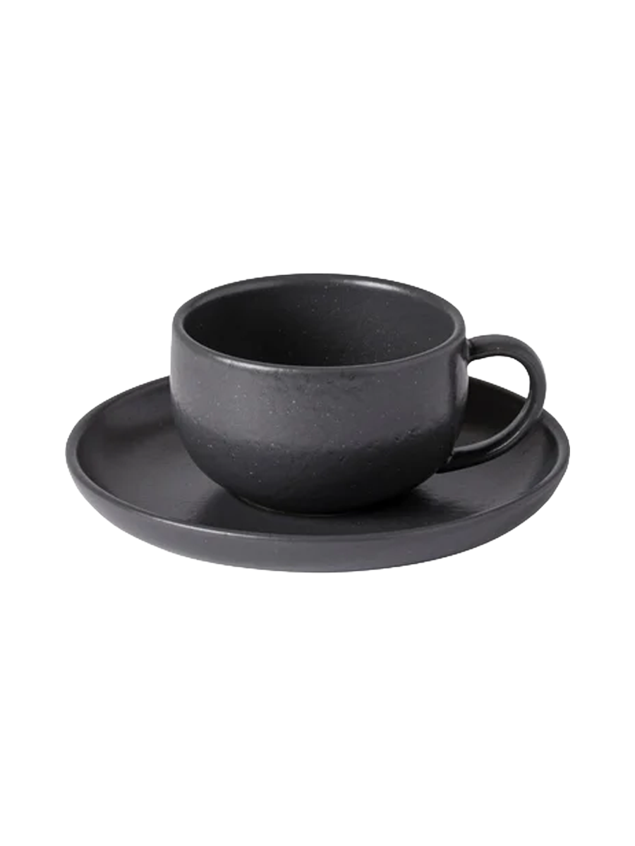 
Handcrafted "Pacifica" Tea & Coffee Mug with Saucer - Sead Grey