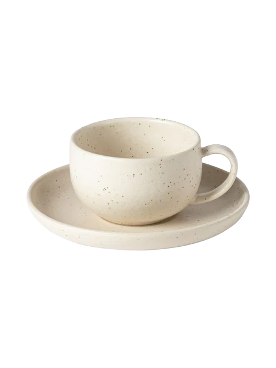 
Handcrafted "Pacifica" Tea & Coffee Mug with Saucer - Vanilla