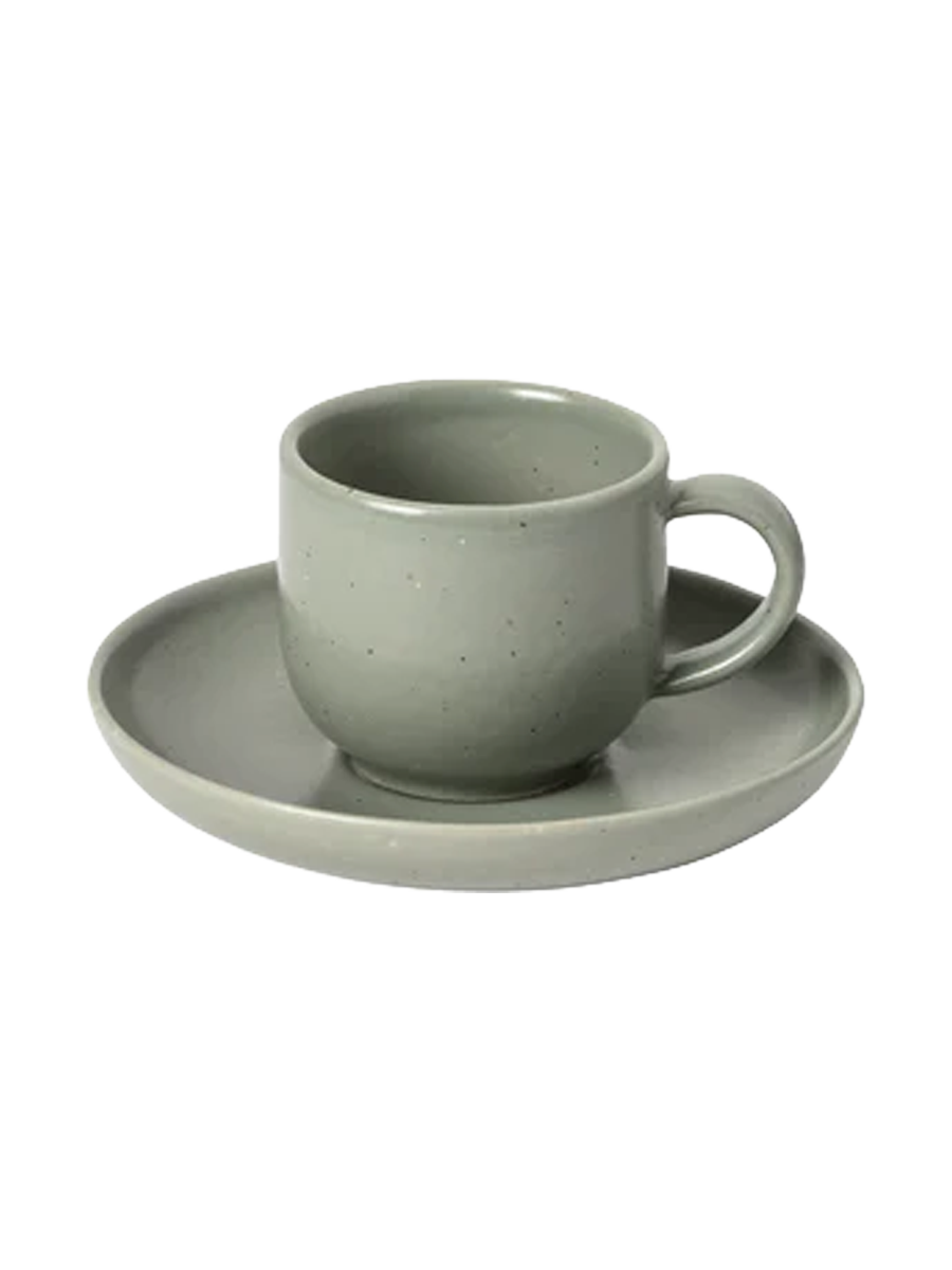 
Handmade Espresso Cup "Pacifica" with Saucer - Artichoke Green